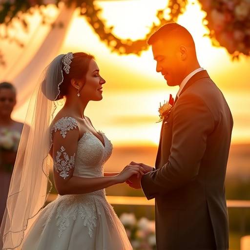 Bride and groom exchanging vows during their wedding ceremony