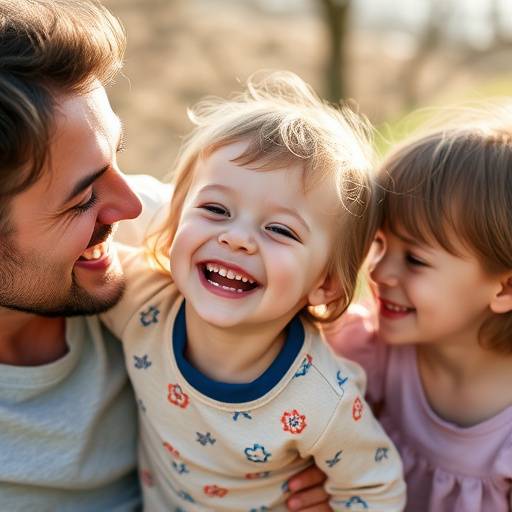 Candid photograph of a child laughing during a family photoshoot